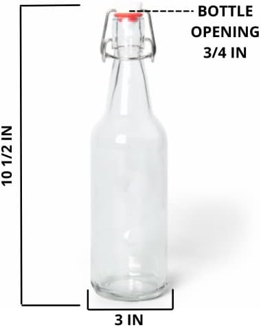 קרח קר / חבילה של 6 רוטן שקוף 16-20 עוז עם אטם סיליקון אטום הפוך | למשקאות, שמן, חומץ, קומבוצ ' ה, בירה, מים, סודה, קפיר